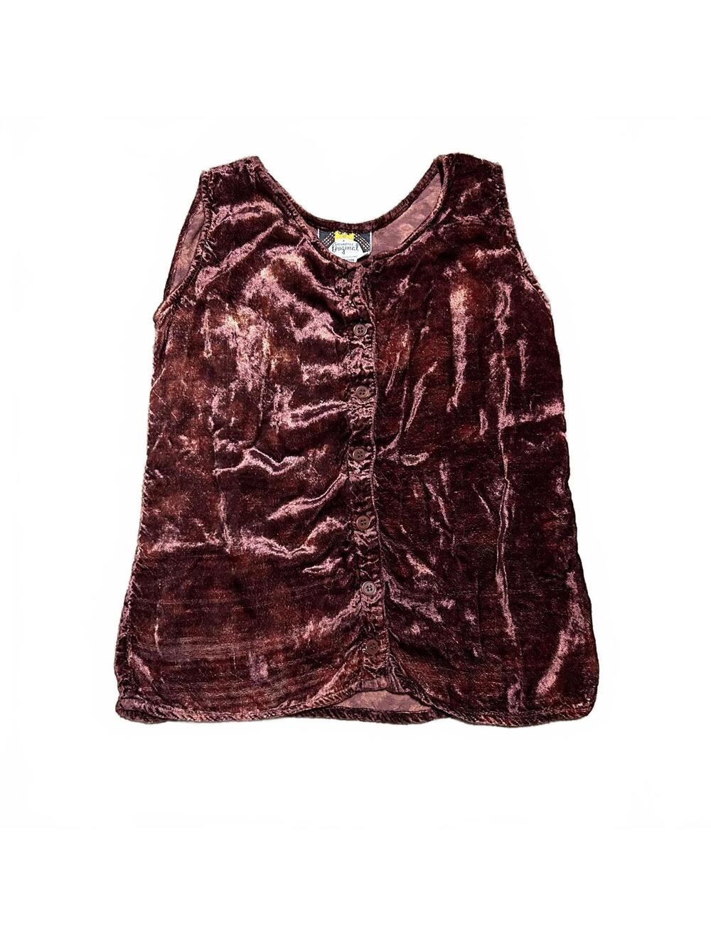 Indian Velvet Button up vest size small Kathmandu Original unisex rust brown